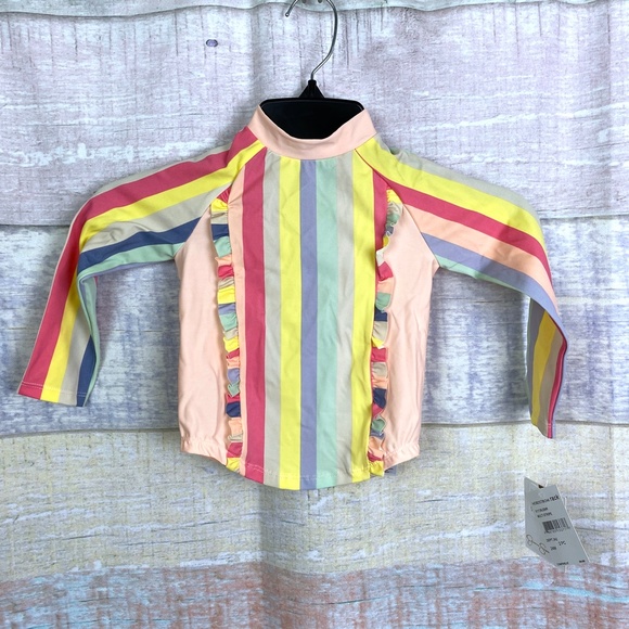 Jessica Simpson Striped Ruffle Two-Piece Swimsuit - Picture 2 of 16